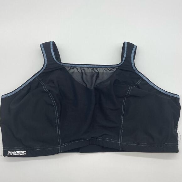Glamorise Sport Wired Black Sports Bra with mesh detailing - Picture 1 of 8